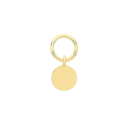 9ct Initial Disk Charm