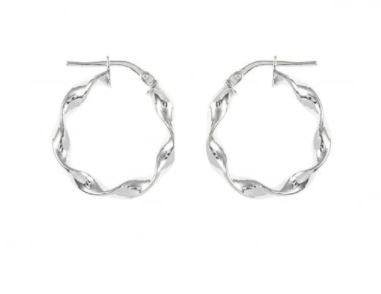 Abbey Twisted Silver Hoop