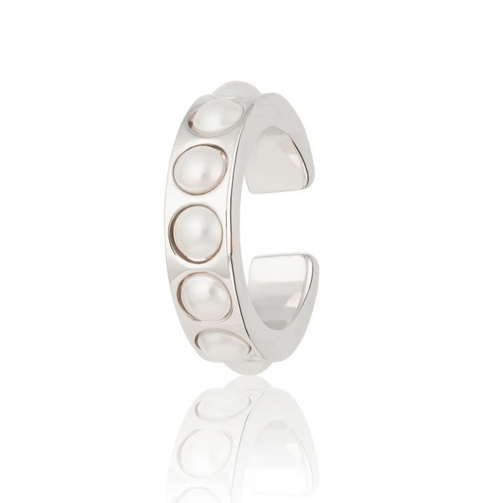 chunky silver cuff with pearls