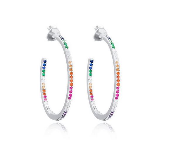 rainbow silver hoops