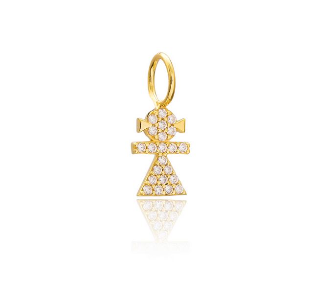 small baby girl multi stone charm in gold