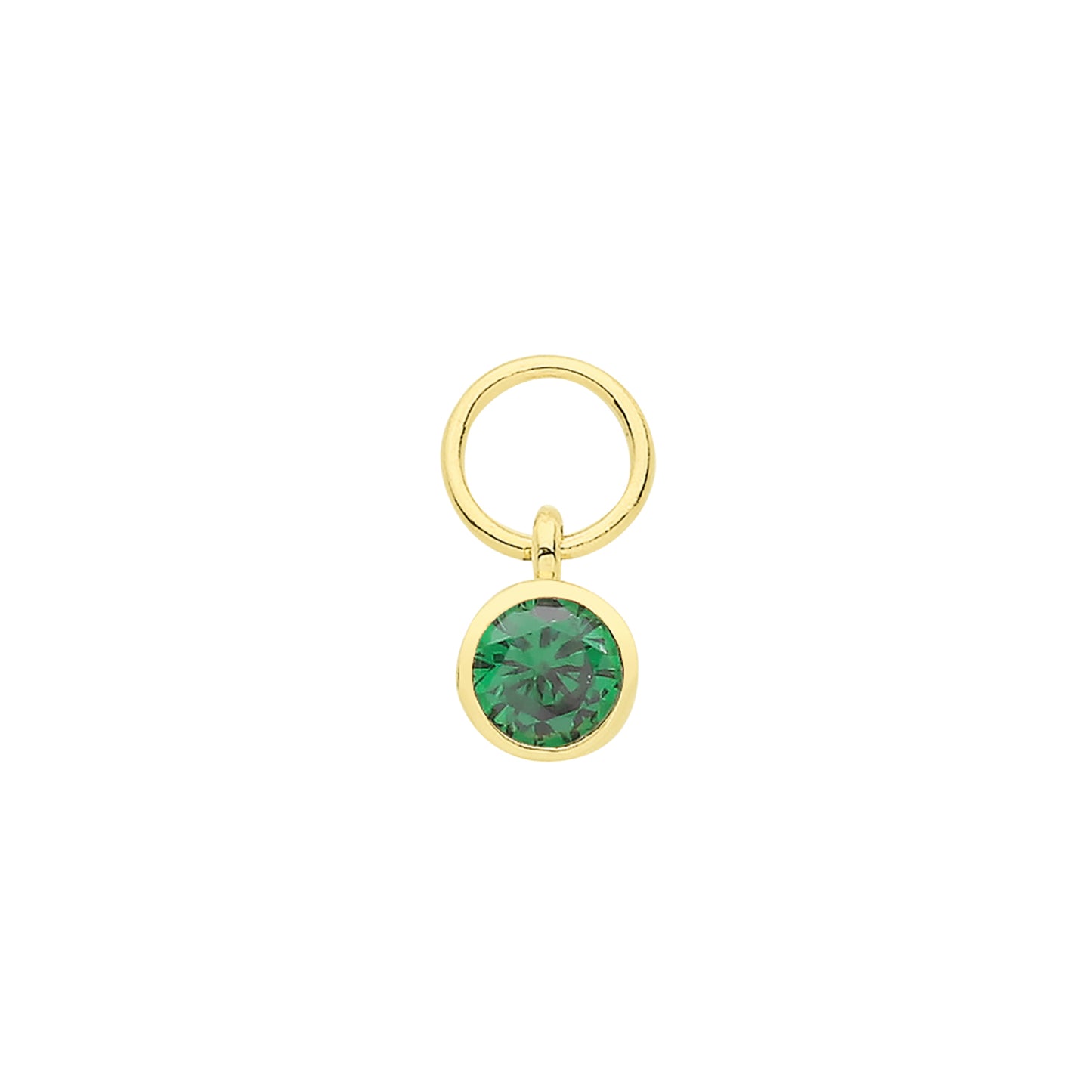 Emerald Stone Charm- 9ct Yellow Gold