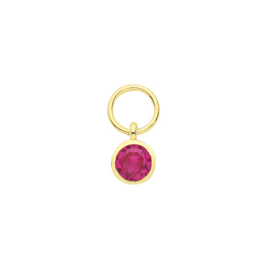 Ruby Stone Charm- 9ct Yellow Gold