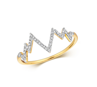 Diamond Heartbeat Ring 9ct Gold