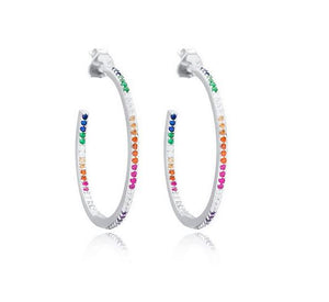 
            
                Load image into Gallery viewer, rainbow silver hoops
            
        