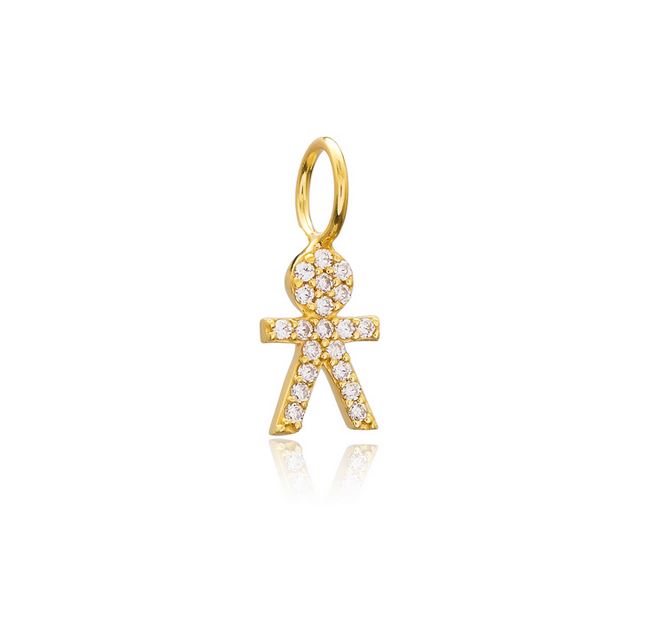 small baby boy multi stone charm in gold