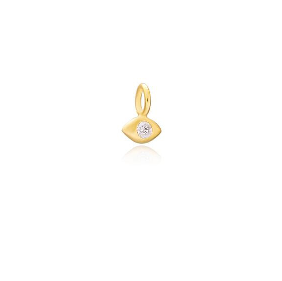 
            
                Load image into Gallery viewer, Small gold evil eye charm with central stone
            
        